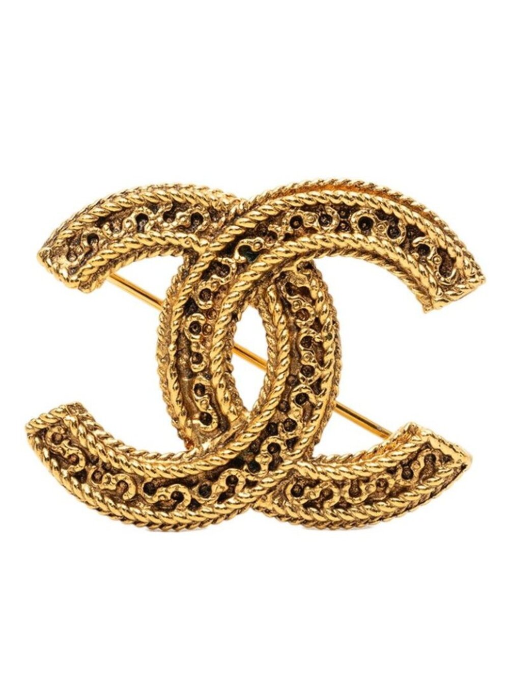Chanel CC Logo Vintage Brooch Gold Plated
